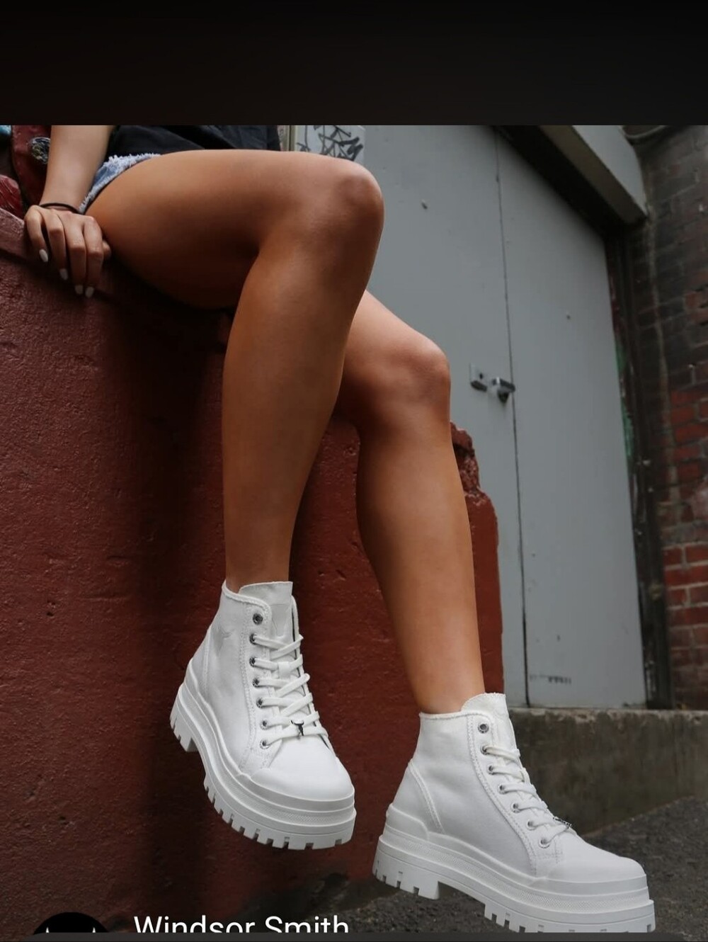 Windsor Smith White Chunky Platform Lace-Up Boots